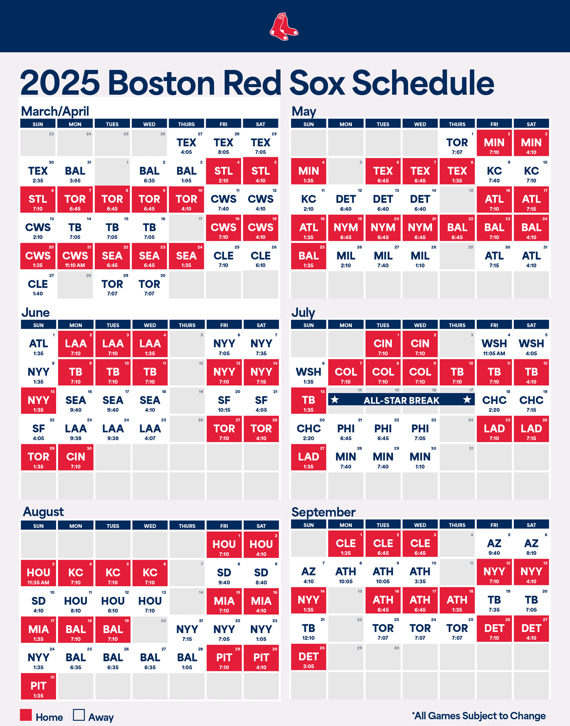 Red Sox Schedule